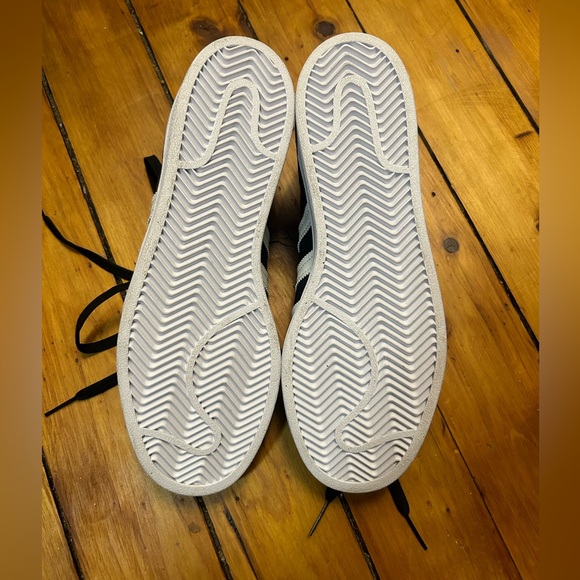 Vegan Adidas Black, White & Gold Superstar Sneakers - Picture 4 of 4